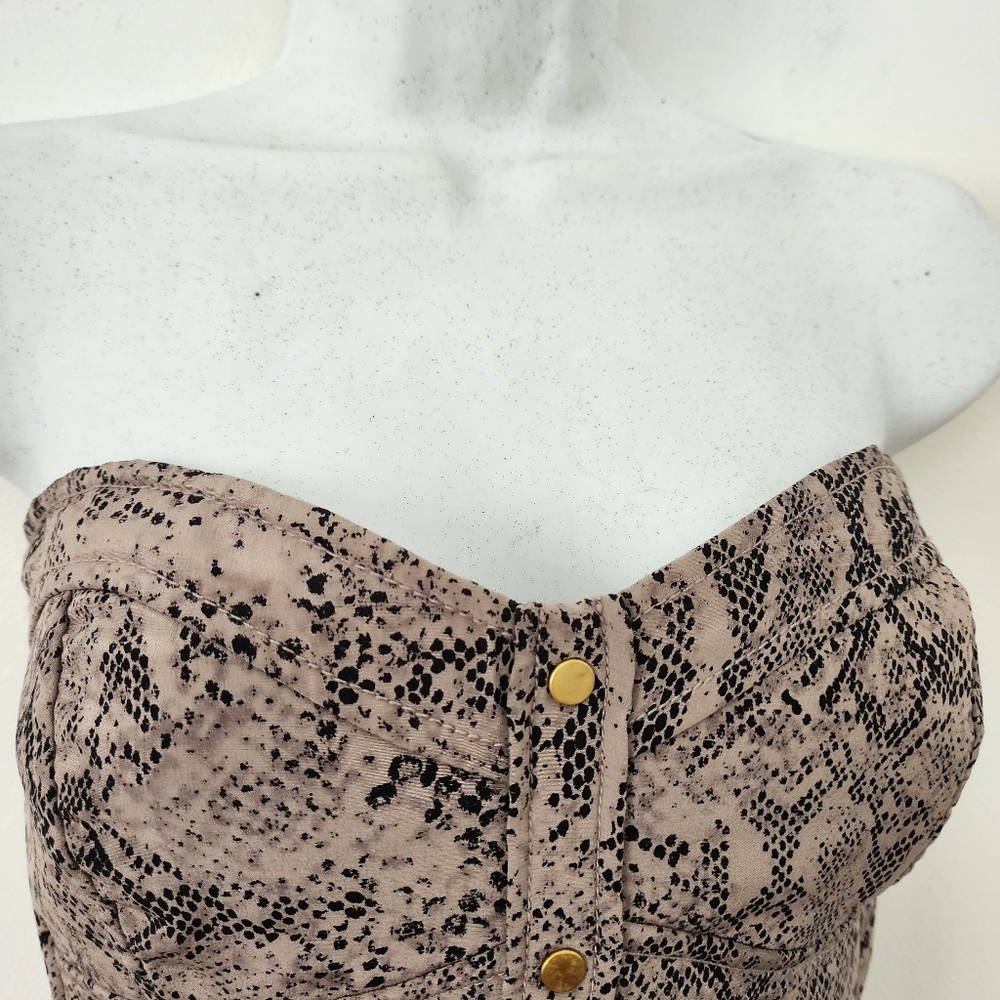 Rebecca Taylor Silk Python Print Strapless Sheath… - image 8